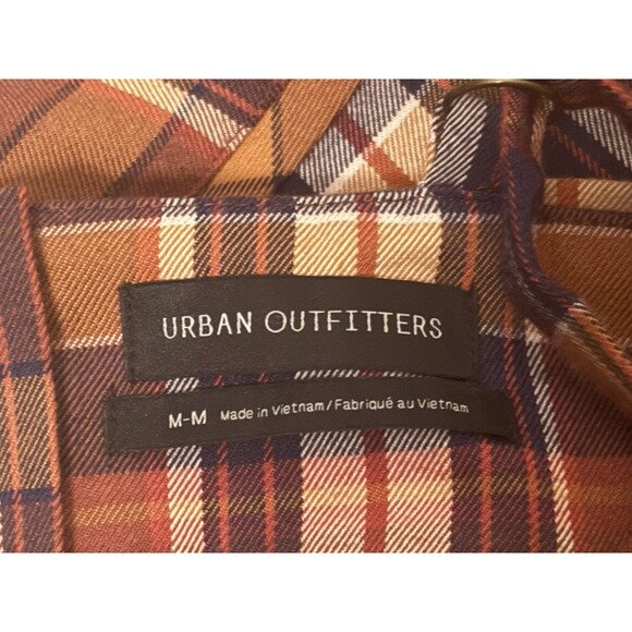 Urban Outfitters Crop Top Womens Size Medium Brown Blue Plaid Zipper Back - Picture 5 of 8